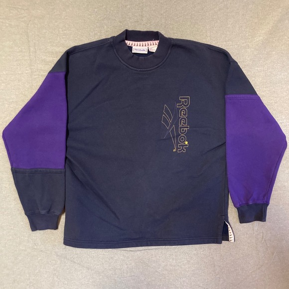 Reebok Other - Vintage Reebok Colorblock Sweatshirt Navy Purple Mock Neck Logo Mens Medium